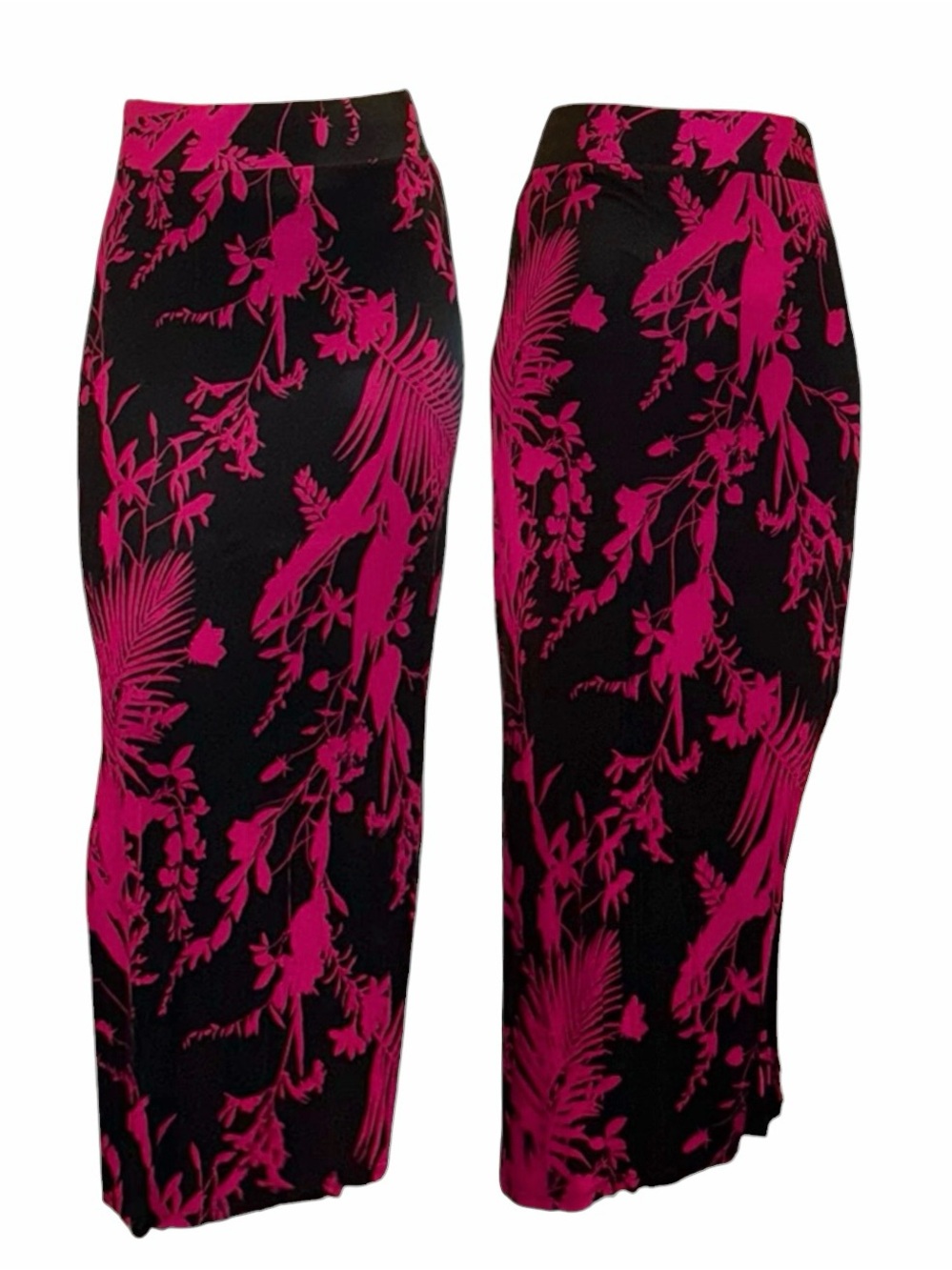 a.n.a Black Pencil Skirt with Magenta Floral Print